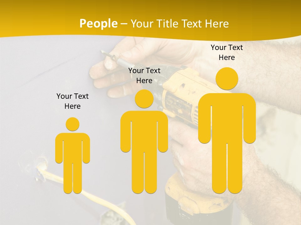 A Man Is Using A Power Drill On A Wall PowerPoint Template