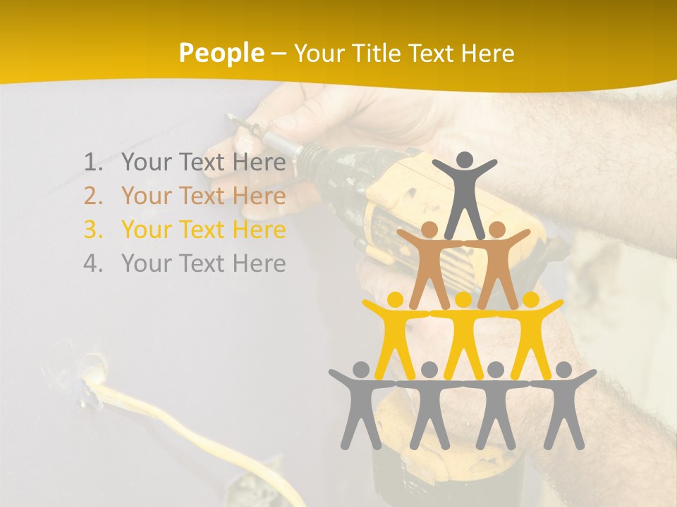 A Man Is Using A Power Drill On A Wall PowerPoint Template