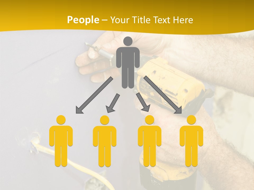 A Man Is Using A Power Drill On A Wall PowerPoint Template