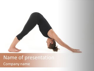 A Woman Is Doing A Yoga Pose On Her Stomach PowerPoint Template