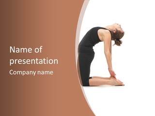 A Woman In A Black Dress Is Doing Yoga PowerPoint Template
