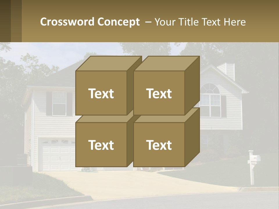 A White House With A Brown Sign In Front Of It PowerPoint Template