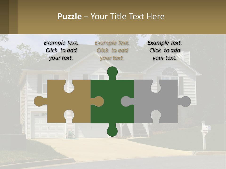 A White House With A Brown Sign In Front Of It PowerPoint Template