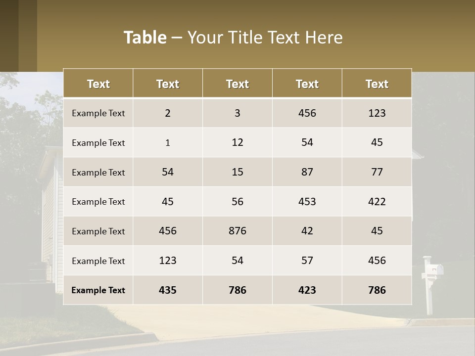 A White House With A Brown Sign In Front Of It PowerPoint Template