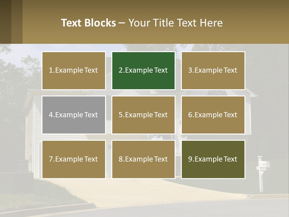 A White House With A Brown Sign In Front Of It PowerPoint Template