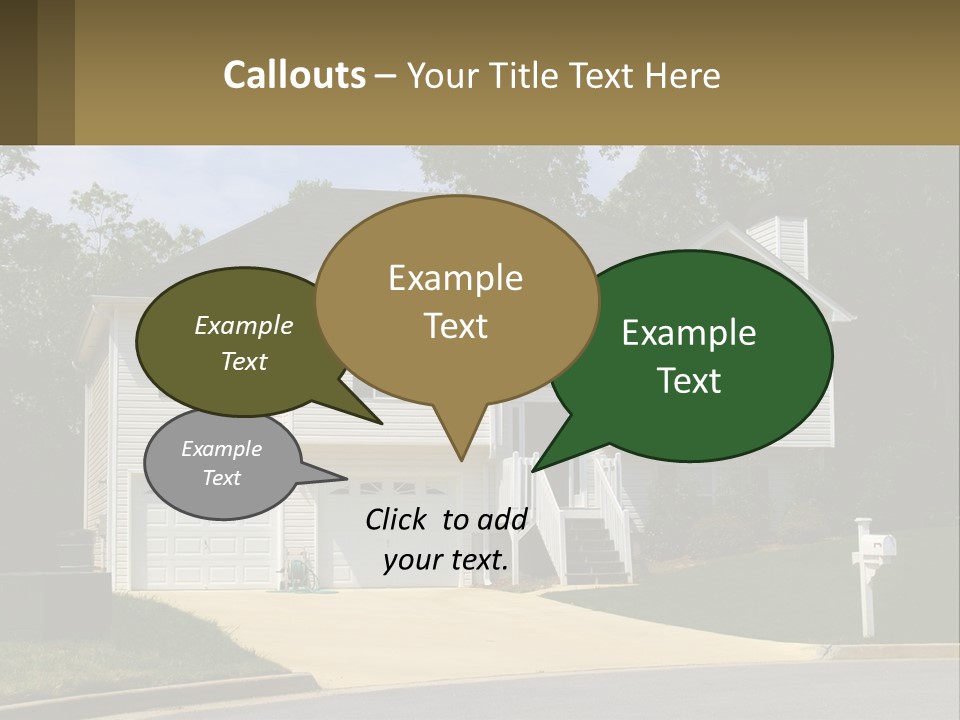 A White House With A Brown Sign In Front Of It PowerPoint Template