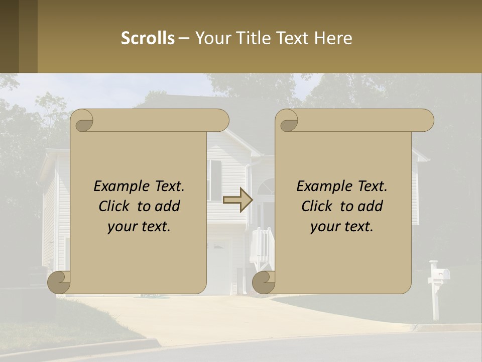 A White House With A Brown Sign In Front Of It PowerPoint Template