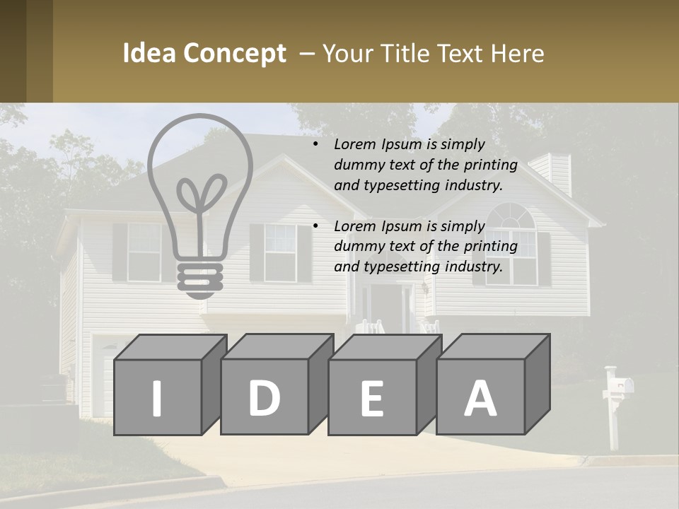 A White House With A Brown Sign In Front Of It PowerPoint Template