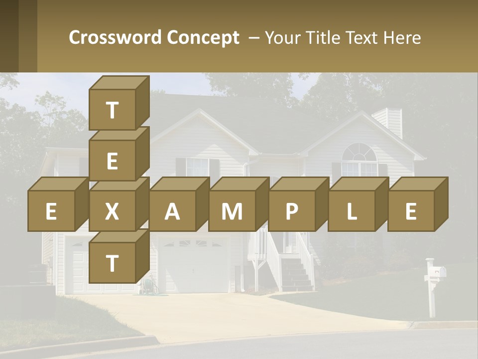A White House With A Brown Sign In Front Of It PowerPoint Template