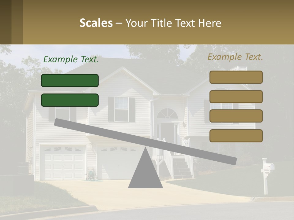 A White House With A Brown Sign In Front Of It PowerPoint Template