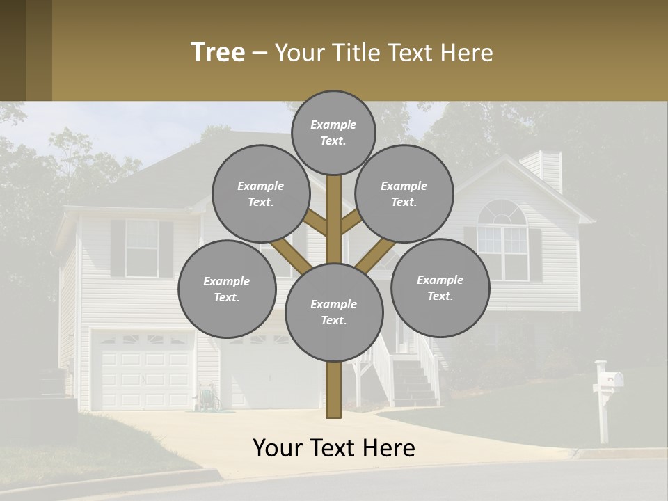 A White House With A Brown Sign In Front Of It PowerPoint Template