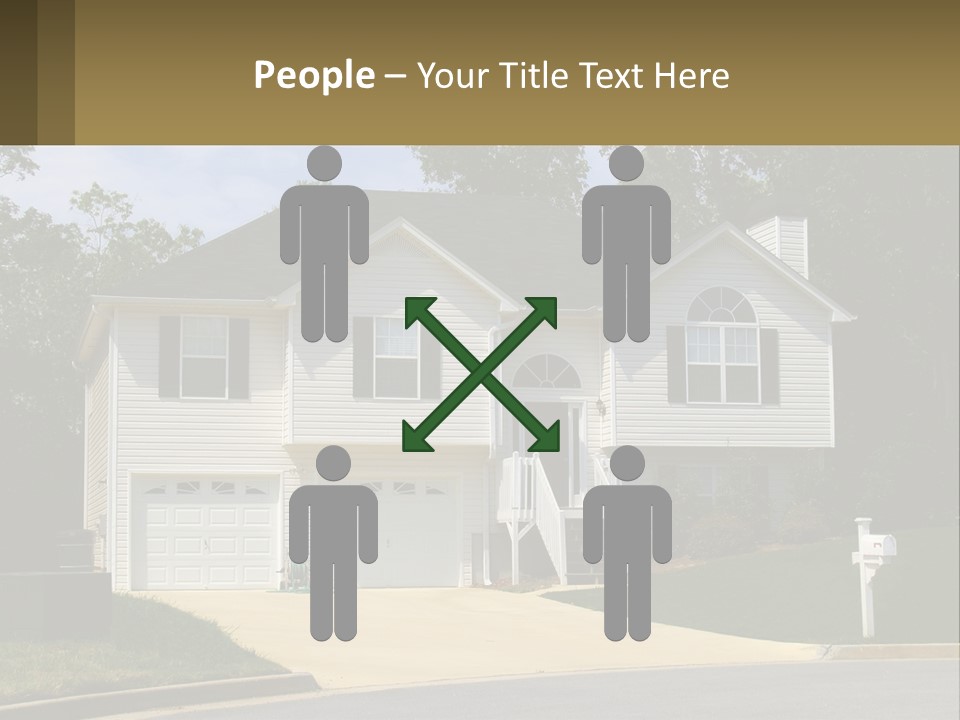 A White House With A Brown Sign In Front Of It PowerPoint Template