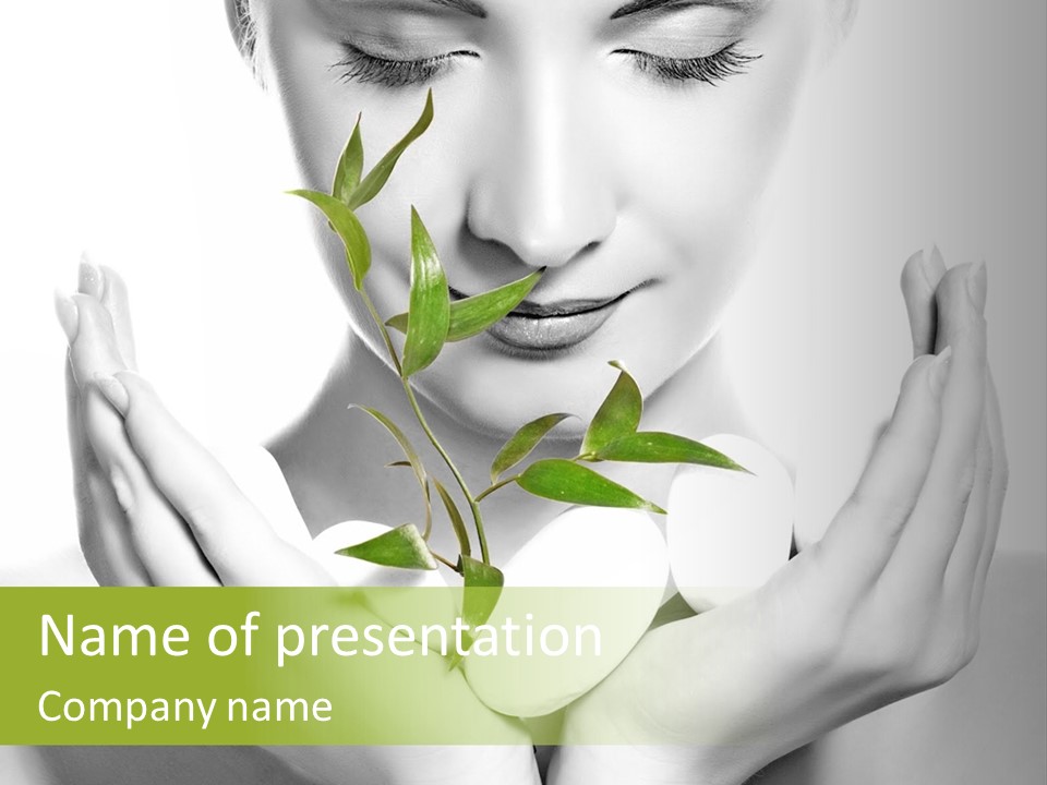 A Woman Holding A Plant In Her Hands PowerPoint Template
