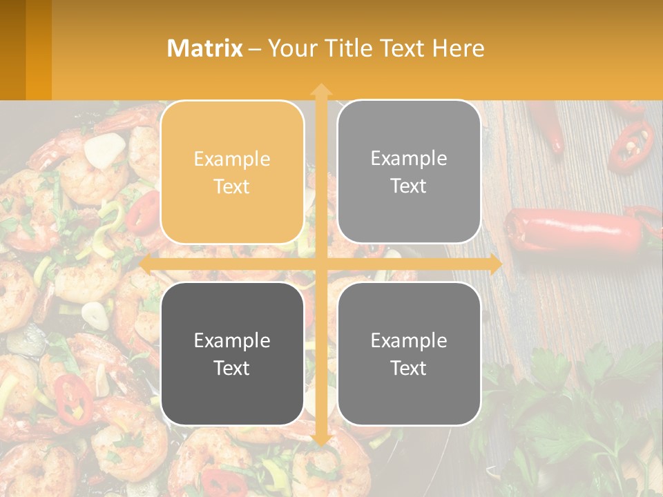 A Pan Filled With Shrimp And Vegetables On Top Of A Wooden Table PowerPoint Template