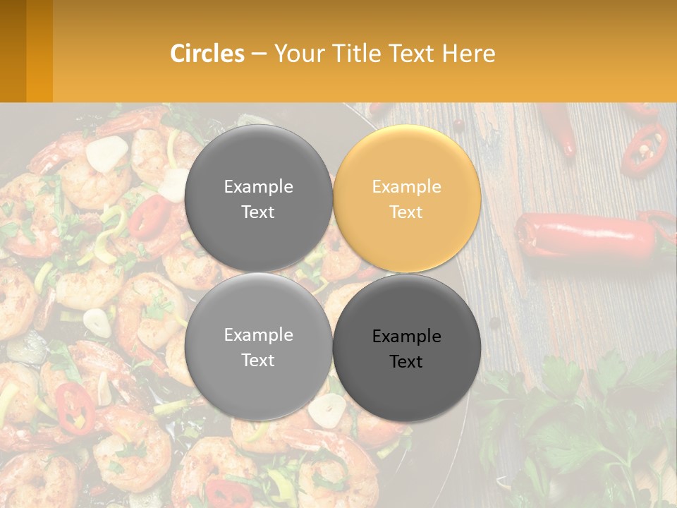 A Pan Filled With Shrimp And Vegetables On Top Of A Wooden Table PowerPoint Template