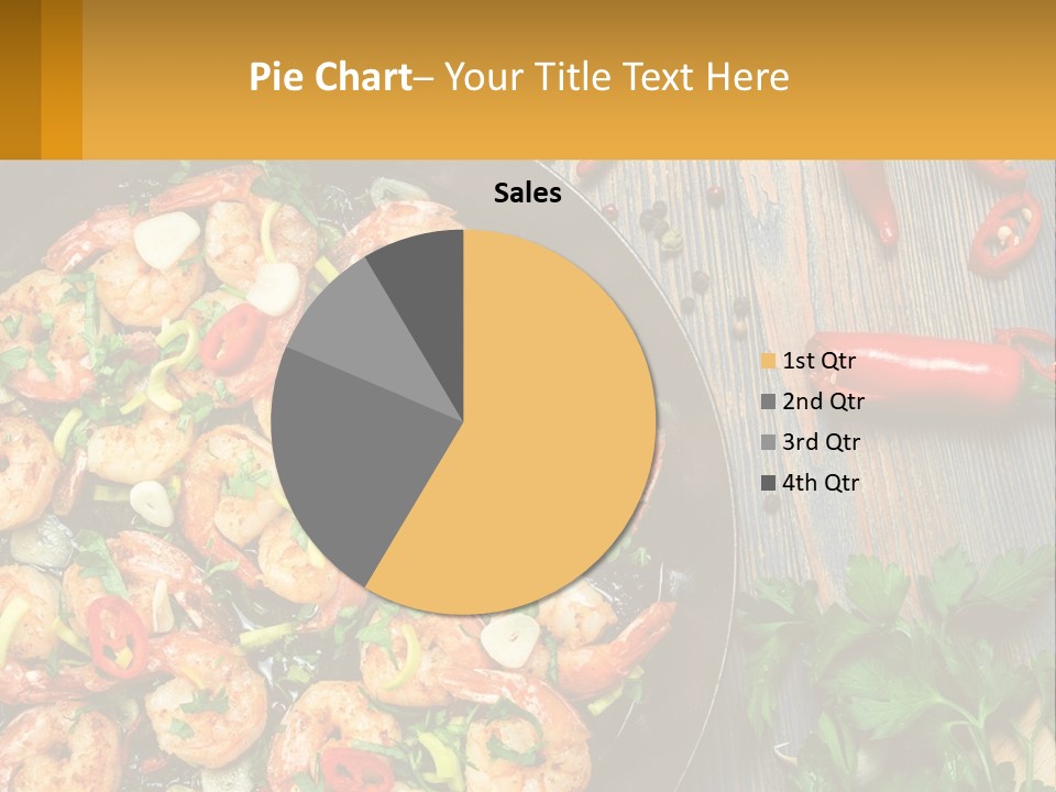 A Pan Filled With Shrimp And Vegetables On Top Of A Wooden Table PowerPoint Template