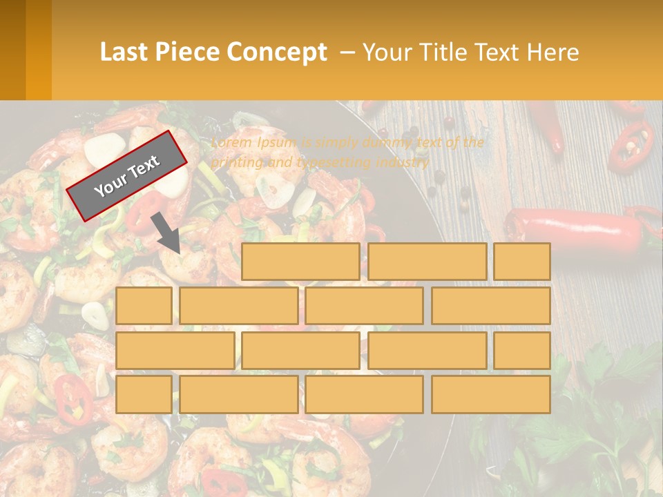 A Pan Filled With Shrimp And Vegetables On Top Of A Wooden Table PowerPoint Template
