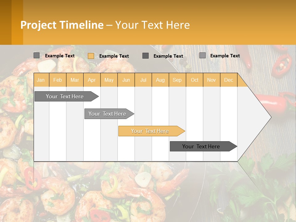 A Pan Filled With Shrimp And Vegetables On Top Of A Wooden Table PowerPoint Template