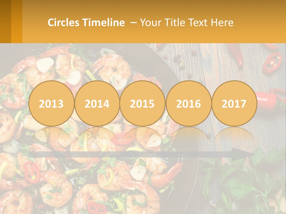 A Pan Filled With Shrimp And Vegetables On Top Of A Wooden Table PowerPoint Template