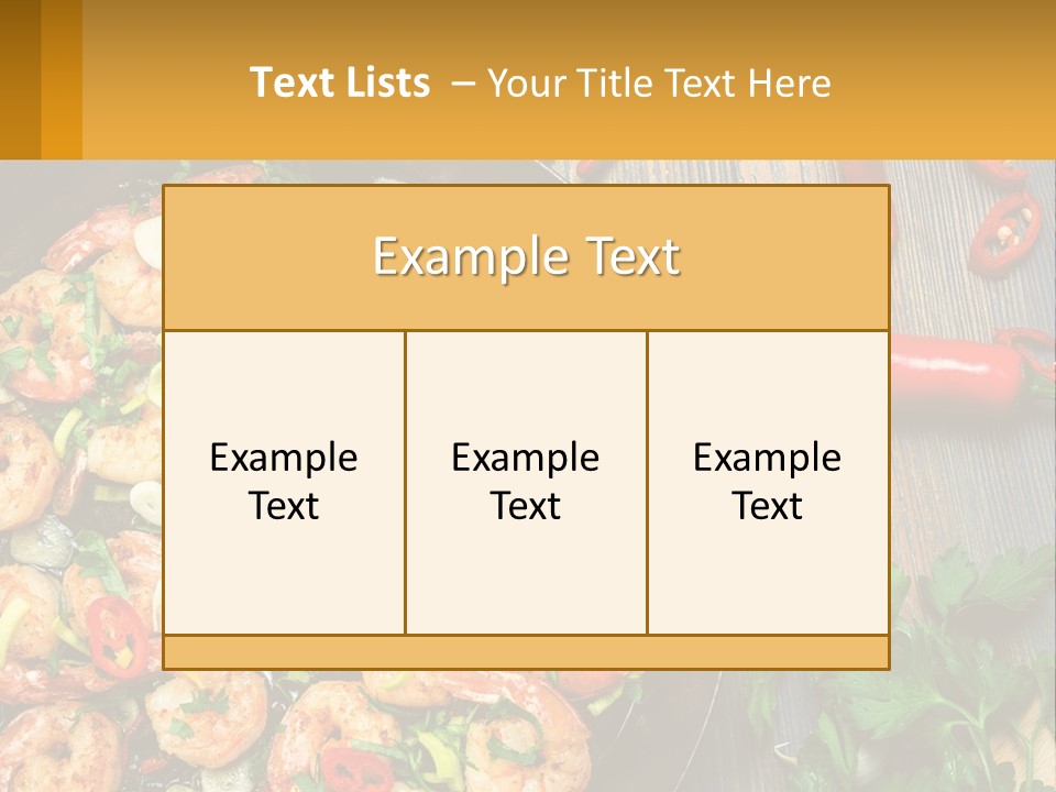A Pan Filled With Shrimp And Vegetables On Top Of A Wooden Table PowerPoint Template