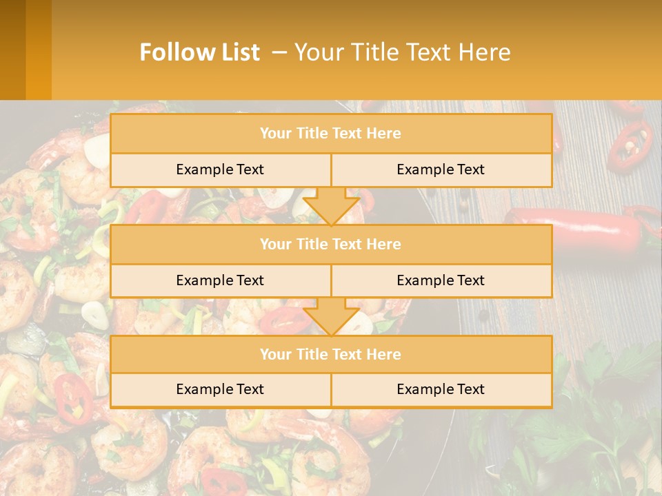 A Pan Filled With Shrimp And Vegetables On Top Of A Wooden Table PowerPoint Template