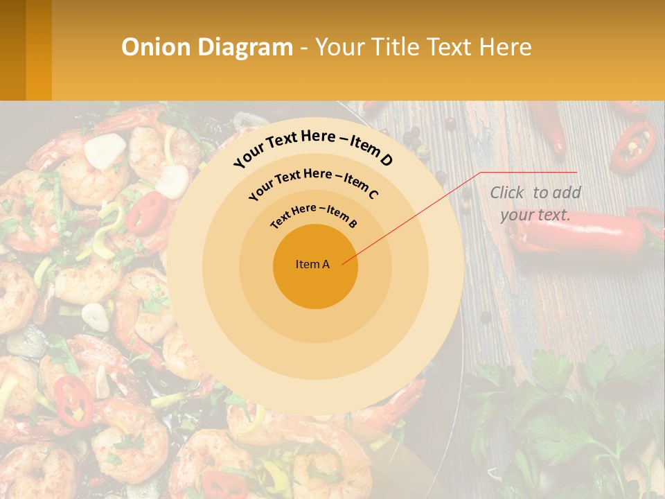 A Pan Filled With Shrimp And Vegetables On Top Of A Wooden Table PowerPoint Template