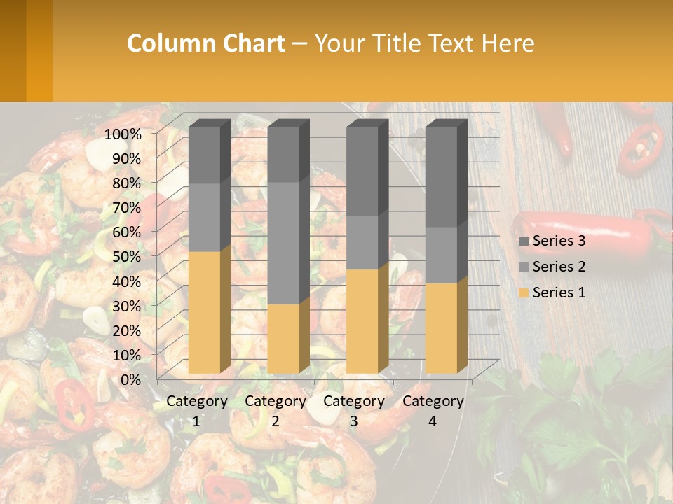 A Pan Filled With Shrimp And Vegetables On Top Of A Wooden Table PowerPoint Template