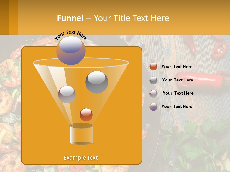 A Pan Filled With Shrimp And Vegetables On Top Of A Wooden Table PowerPoint Template