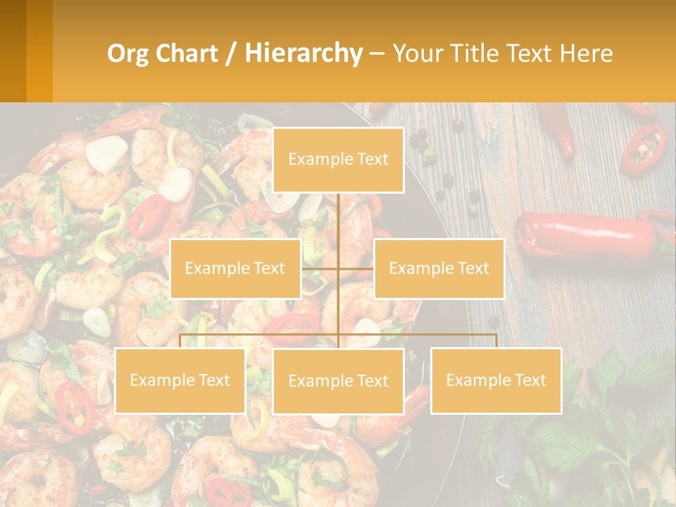 A Pan Filled With Shrimp And Vegetables On Top Of A Wooden Table PowerPoint Template