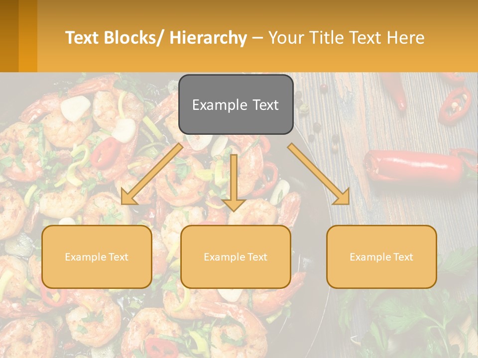 A Pan Filled With Shrimp And Vegetables On Top Of A Wooden Table PowerPoint Template