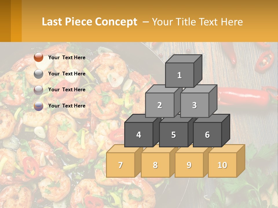 A Pan Filled With Shrimp And Vegetables On Top Of A Wooden Table PowerPoint Template