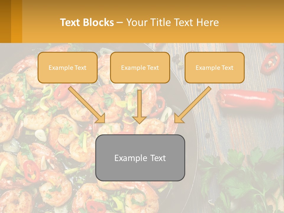 A Pan Filled With Shrimp And Vegetables On Top Of A Wooden Table PowerPoint Template