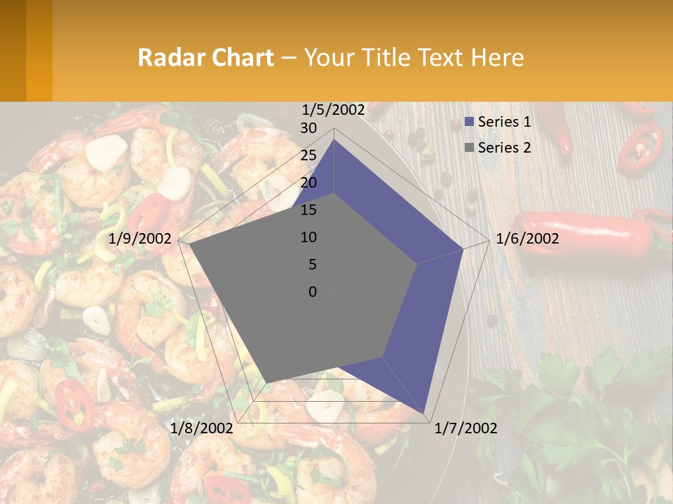 A Pan Filled With Shrimp And Vegetables On Top Of A Wooden Table PowerPoint Template