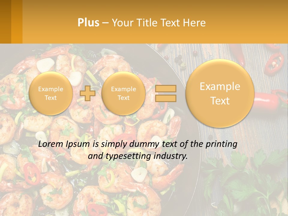 A Pan Filled With Shrimp And Vegetables On Top Of A Wooden Table PowerPoint Template