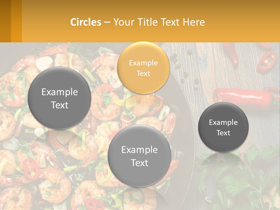 A Pan Filled With Shrimp And Vegetables On Top Of A Wooden Table PowerPoint Template