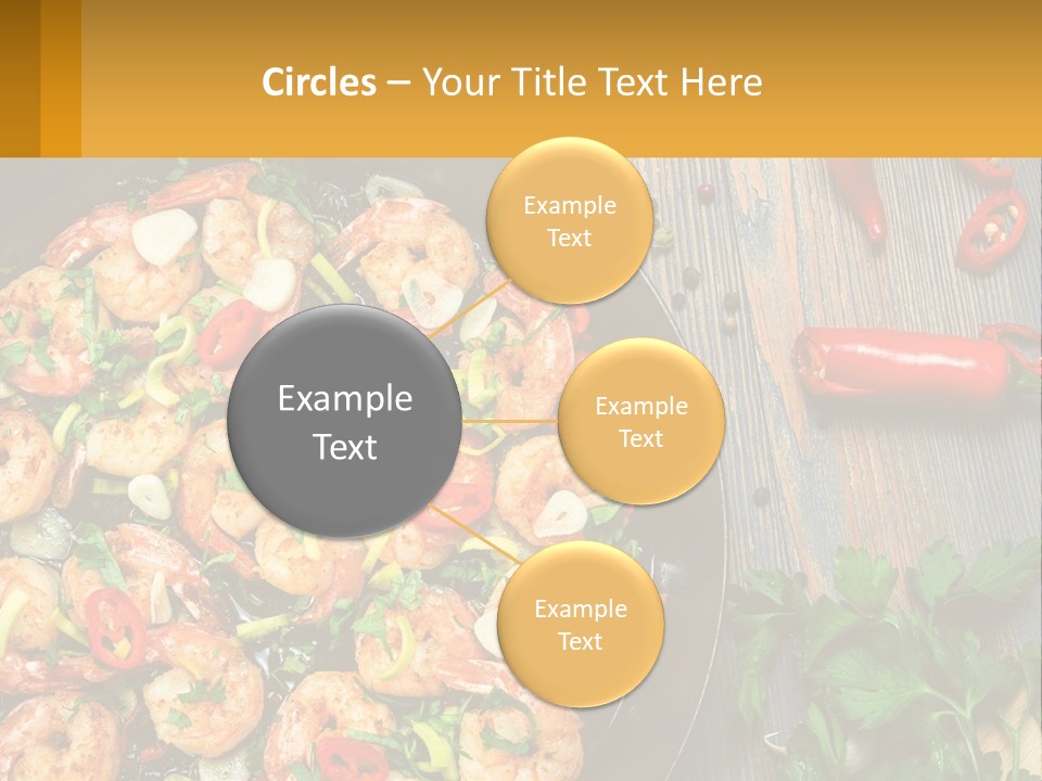 A Pan Filled With Shrimp And Vegetables On Top Of A Wooden Table PowerPoint Template