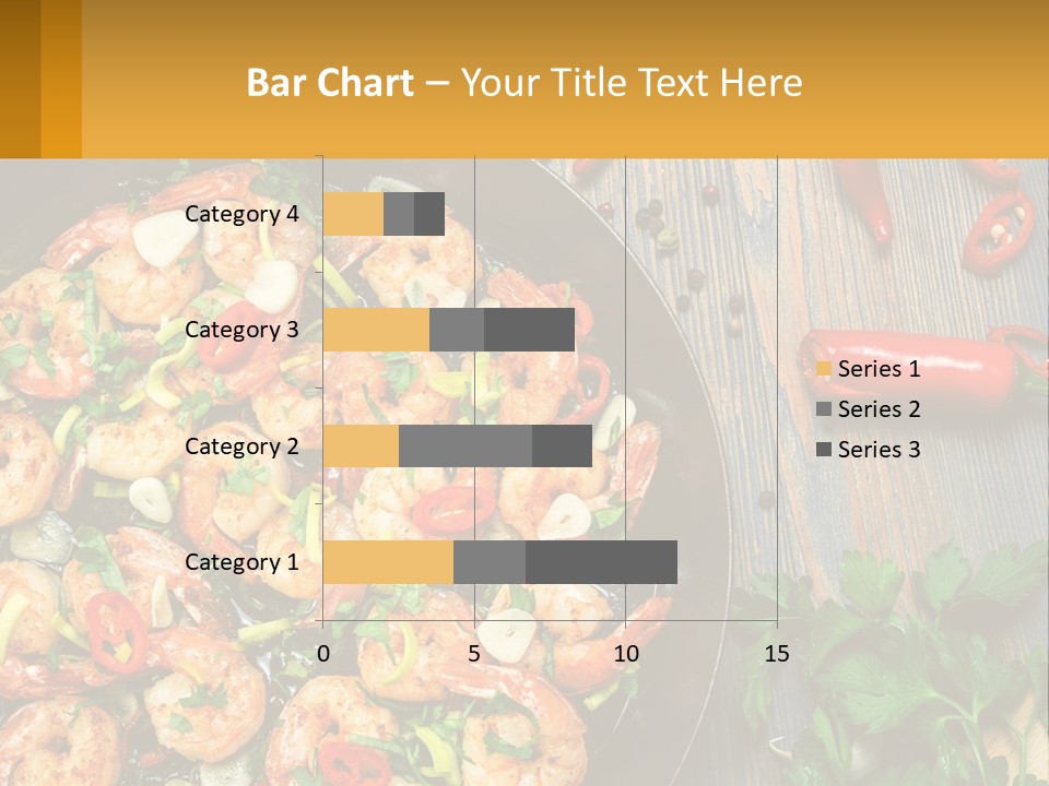 A Pan Filled With Shrimp And Vegetables On Top Of A Wooden Table PowerPoint Template