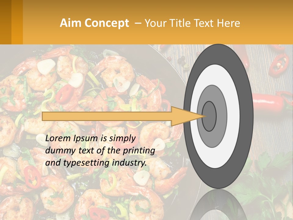 A Pan Filled With Shrimp And Vegetables On Top Of A Wooden Table PowerPoint Template