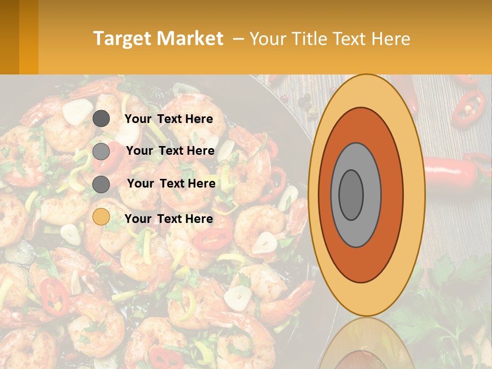 A Pan Filled With Shrimp And Vegetables On Top Of A Wooden Table PowerPoint Template