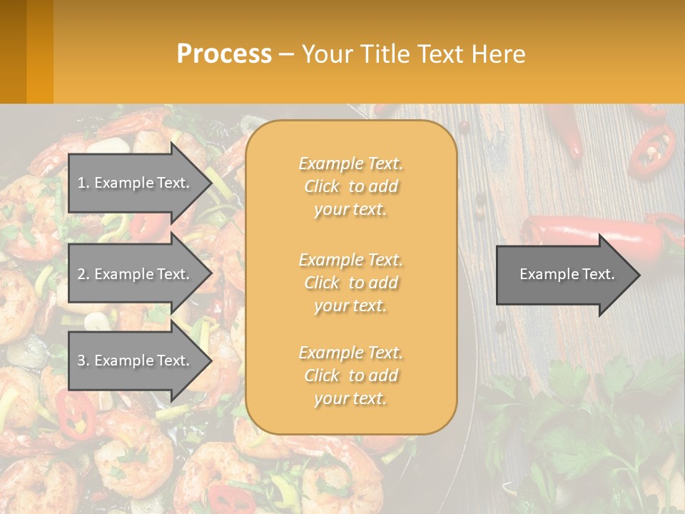 A Pan Filled With Shrimp And Vegetables On Top Of A Wooden Table PowerPoint Template