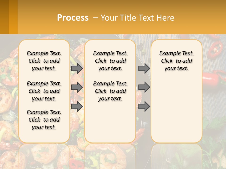 A Pan Filled With Shrimp And Vegetables On Top Of A Wooden Table PowerPoint Template