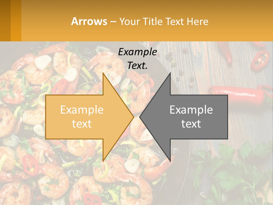 A Pan Filled With Shrimp And Vegetables On Top Of A Wooden Table PowerPoint Template