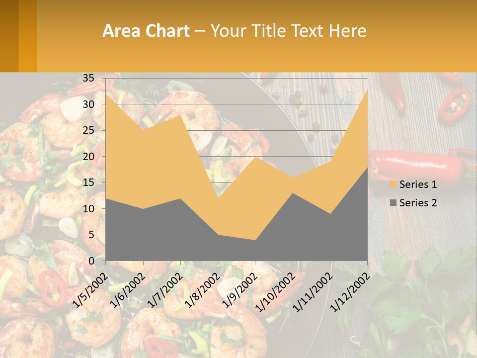A Pan Filled With Shrimp And Vegetables On Top Of A Wooden Table PowerPoint Template