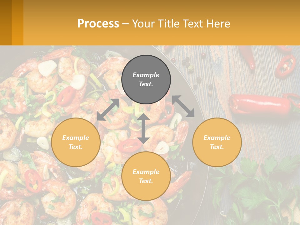 A Pan Filled With Shrimp And Vegetables On Top Of A Wooden Table PowerPoint Template