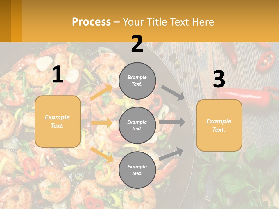 A Pan Filled With Shrimp And Vegetables On Top Of A Wooden Table PowerPoint Template