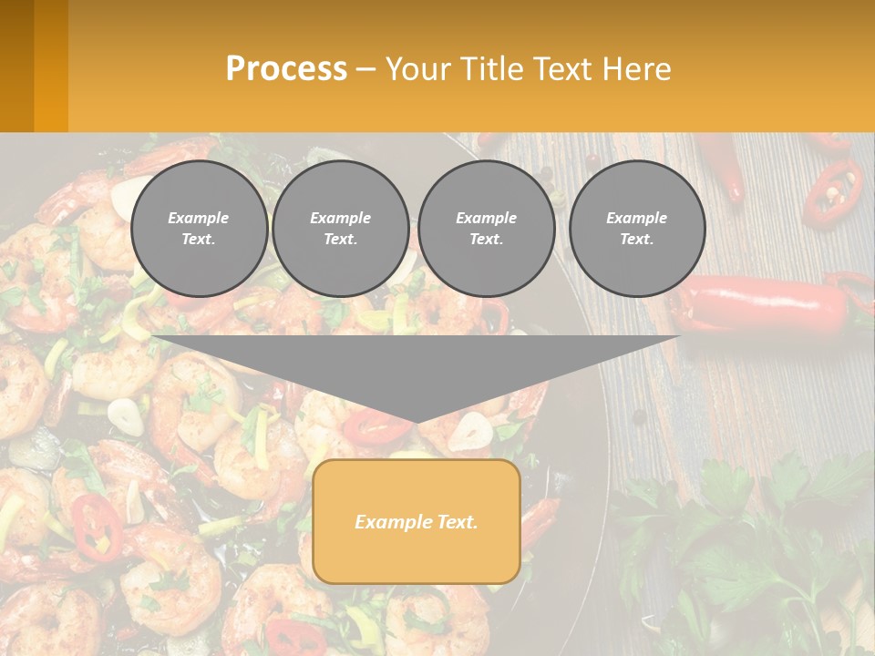 A Pan Filled With Shrimp And Vegetables On Top Of A Wooden Table PowerPoint Template