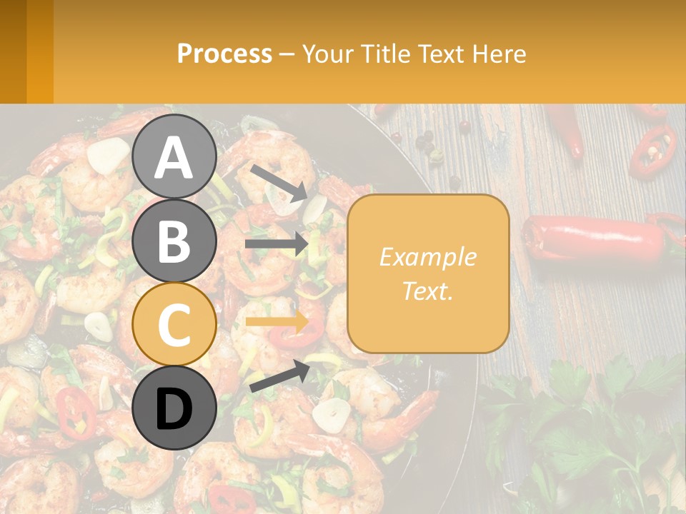 A Pan Filled With Shrimp And Vegetables On Top Of A Wooden Table PowerPoint Template