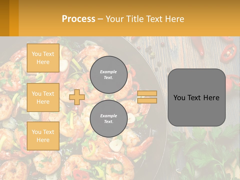 A Pan Filled With Shrimp And Vegetables On Top Of A Wooden Table PowerPoint Template