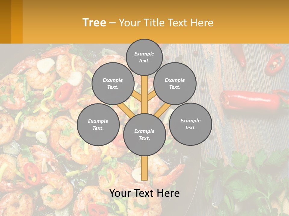 A Pan Filled With Shrimp And Vegetables On Top Of A Wooden Table PowerPoint Template