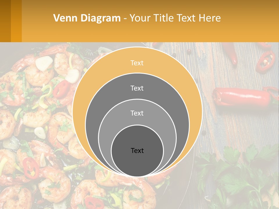 A Pan Filled With Shrimp And Vegetables On Top Of A Wooden Table PowerPoint Template